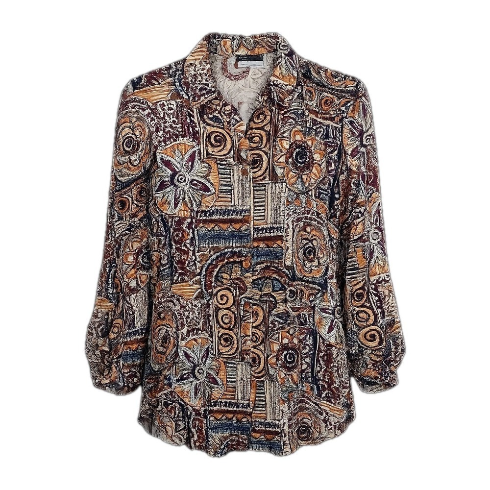 Vintage Caliche Collection Long Sleeve Blouse Women's Size XL Multi-Color